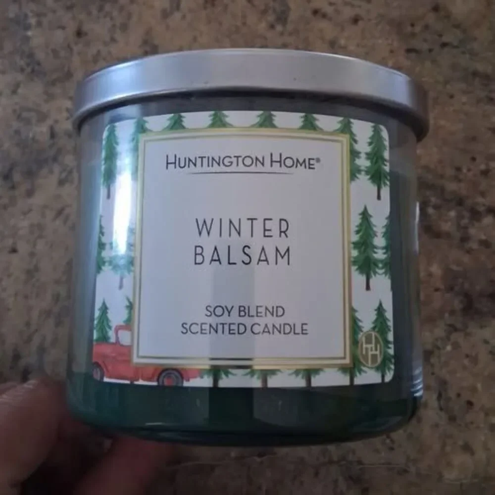 Huntington Home Winter Balsam Soy Blend Scented Candle, Green Jar, Multi-Wick